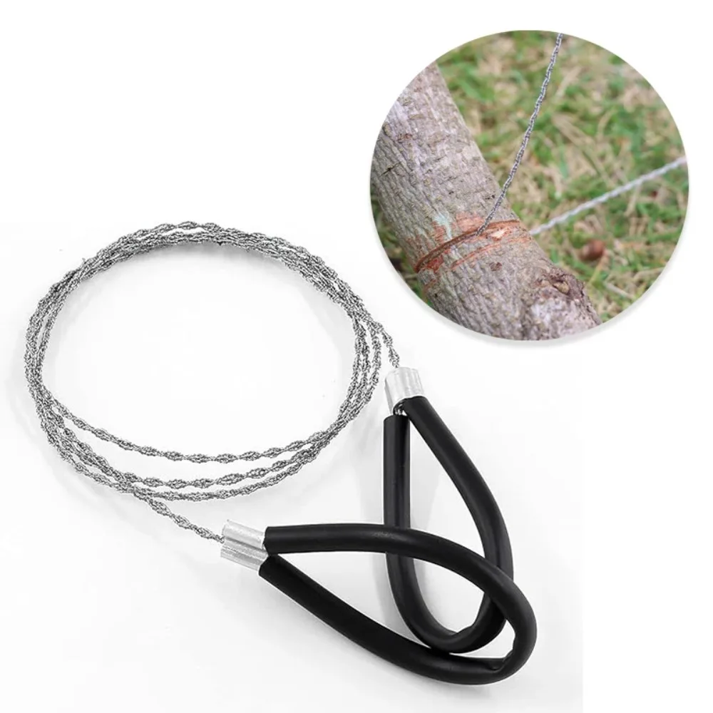 Survival-Drahtsäge, Edelstahl-Kabelsäge, tragbare klappbare Kettensäge, Taschensäge für den Außenbereich, zum Schneiden von Holz, Gummi und Kunststoff Image