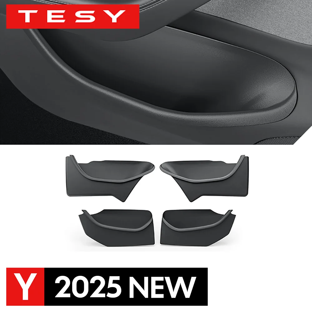 4 Stück für Tesla New Model Y 2025 Launch Juniper Autotürseite Vollständige Abdeckung Aufbewahrungsbox TPE Tür Aufbewahrung Organizer Zubehör Image