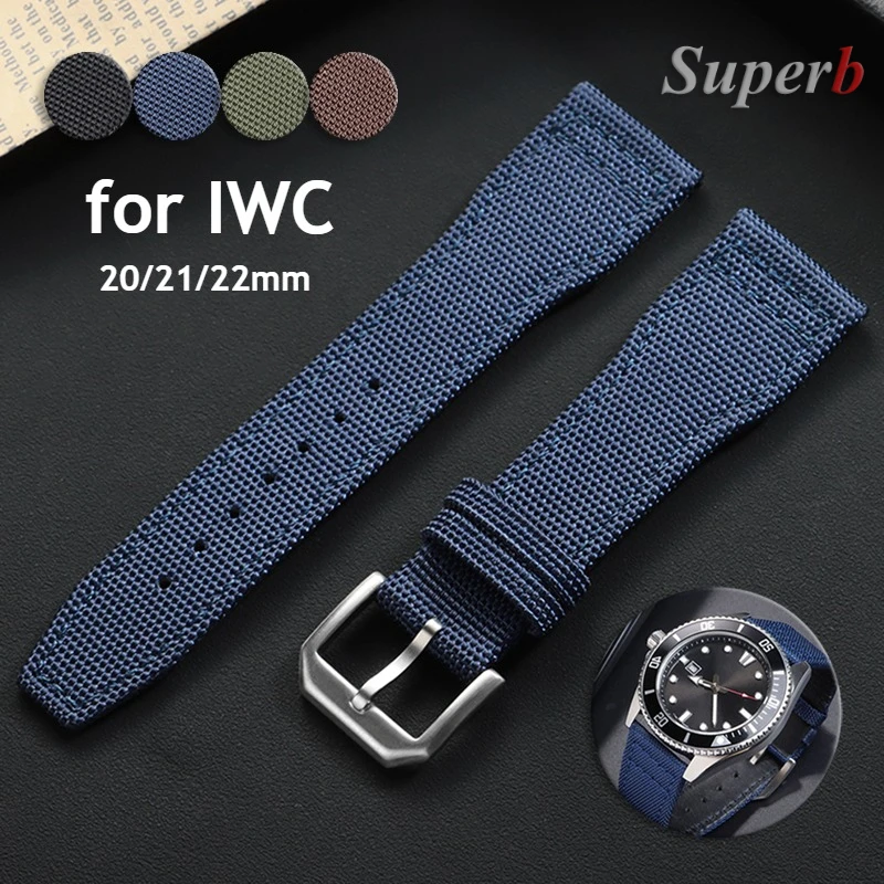 20mm 21mm 22mm Nylon Canvas Uhrenarmband für IWC Pilot Armband Wasserdicht Herren Sport Grünes Uhrenarmband Ersatzuhrenarmband Image