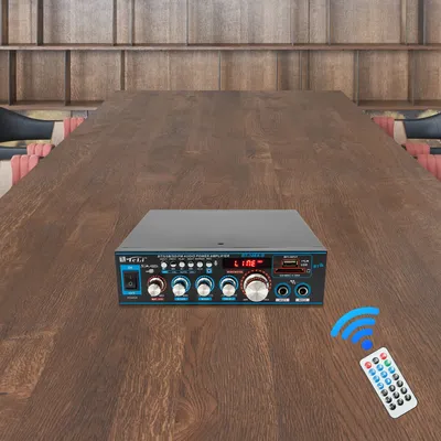 Bluetooth-Audioverstärker mit SD/USB, Home-Audio-Verstärker-Empfänger 30 W + 30 W Hi-Fi-Stereo-Empfänger mit Mikrofon-Eingängen