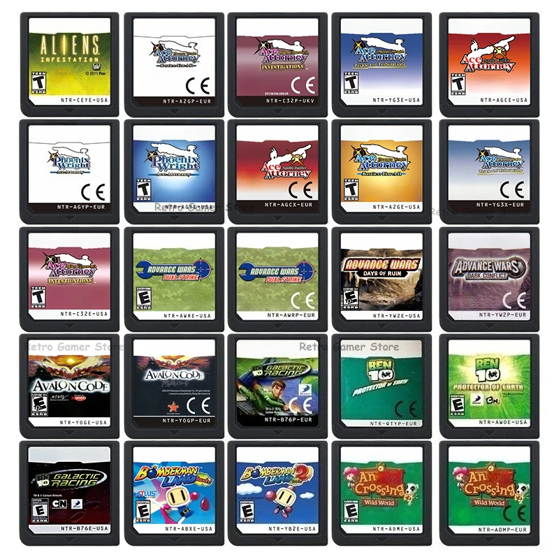 DS Aliens Advance Wars Wild World Ben Land Touch 10 Videospiel Cardride für DS 2DS 3DS Konsole
