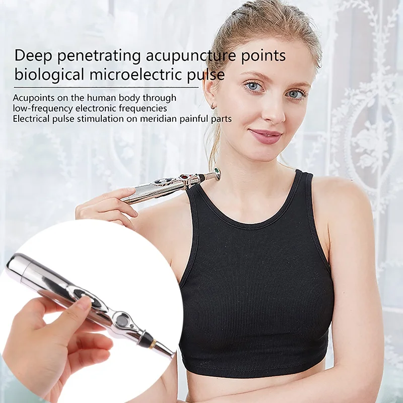 Elektrische Akupunktur Punkt Massage Stift Schmerzen Relief Laser Therapie Elektronische Meridian Energie Stift Körper Kopf Nacken Bein Massager Image