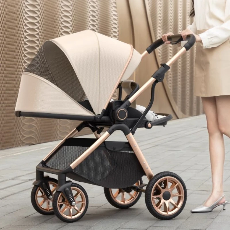 Leichter Kinderwagen mit Stoßdämpfung, geeignet für Outdoor-Reisen, verstellbare Rückenlehne, One-Touch-Faltung Image