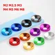 M2 M2.5 M3 M4 M5 M6 M8 Rondelle in alluminio colorato Rondelle a vite a testa piatta svasata Rondelle piatte in metallo rotonde