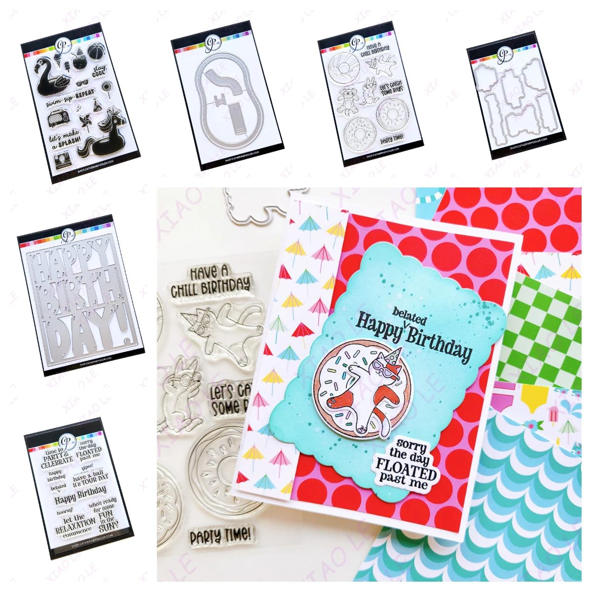 Poolside Pets Take a Dip Shaker Metal Cutting Dies And Stamps DIY Scrapbooking Card Stencil Paper Cards Handmade Album Stamps