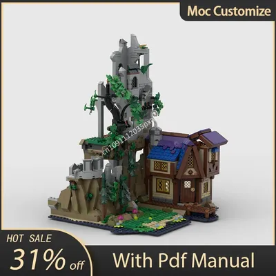 Moc 21348 Red Dragons Tale Extension Model Medieval Modular Castle Building Blocks Assembly Creativity Bricks Toys Kids Gifts