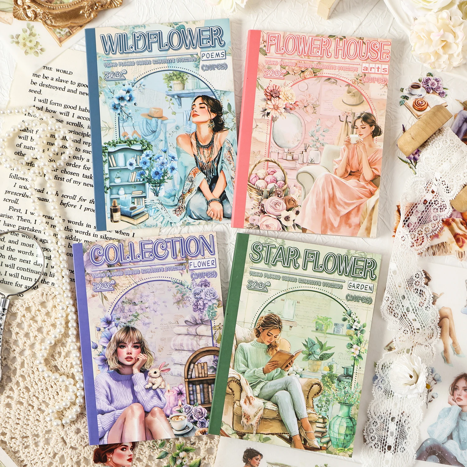 20 pcs Vintage Girl and Flower Die cutting Stickers DIY Junk Journal Hand made Planner Collage material Scrapbooking supplies