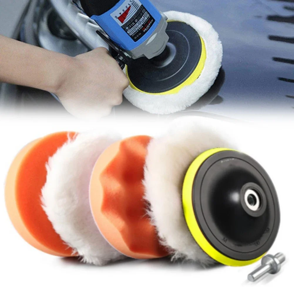 3/4/5 Inch Foam Pad Buffer Kit Reusable Car Polishing Sponge Pads Kit Wool Buffer Drill Wheel Polisher for Auto Remove Scratches