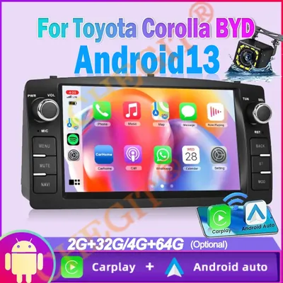 7'' Wireless CarPlay for Apple Android Auto Car Radio For Toyota Corolla E120 2000-2013 BYD F3 64G WiFi GPS Multimedia Player