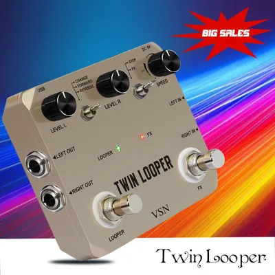 VSN Looper Pedal, Stereo Guitar Loop Pedals Loop Station Multi-function 11 Types of Play with 10 Minutes Loop Time True Bypass