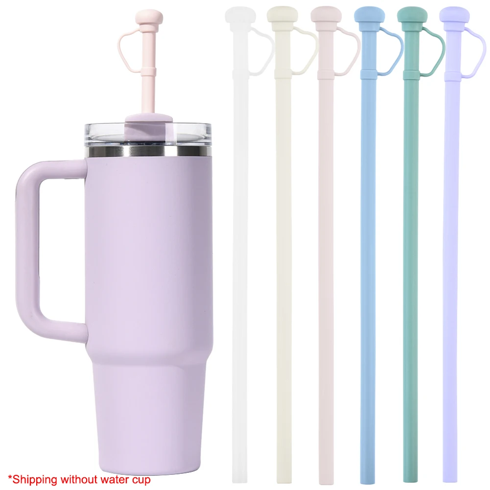 Silikon-Ersatzstrohhalm mit Strohspitze, langer wiederverwendbarer Strohhalm, Trinkhalm für Stanley 20/30/40oz Tassenzubehör Image