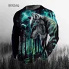 Tier Wolf 3D Druck männer Straße Hip Hop T-shirts Frühling Herbst Lange Hülse Lose Beiläufige Große Größe Tops 5XL plus Größe Männliche T-shirts
