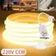 220V COB Ha Condotto La Luce di Striscia Dimmerabile 288Leds ON/OFF Dimmer IP67 Impermeabile Flessibile Lampada Al Neon Spina UE Complementi Arredo Casa Caldo Bianco Naturale