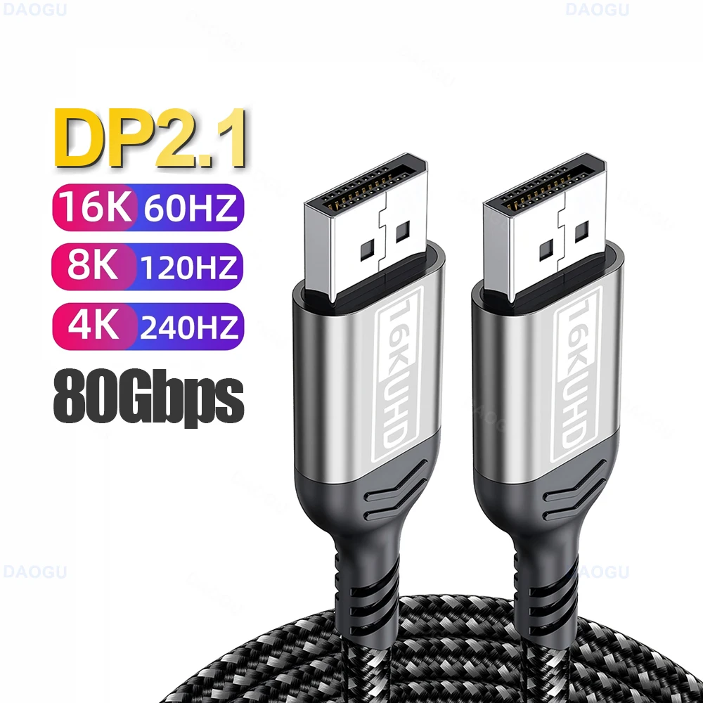 80 Gbit/s 16K@60Hz Ultra HD Video Displayport Kabel 2.1 HDR 3 m 5 m 8K@120Hz DP 2 1 Audiokabel 4K@240 Hz 2 m 1 m Display Port Kabel m 3D Image