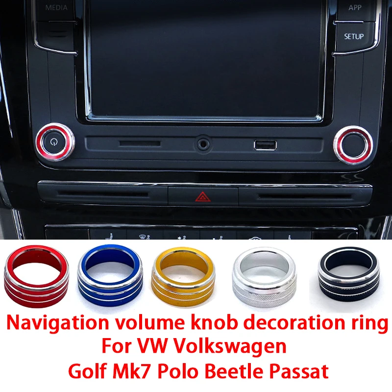 2 stücke Navigation Panel Lautstärkeregler Dekoration Ring Für VW Volkswagen Golf MK7 Polo Käfer Passat Innen Zubehör Trim Abdeckung Image