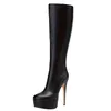 Damen-Plateaustiefel, ultrahoher Absatz, elegante Schuhe, europäische mittelhohe Stiefel, seitlicher Reißverschluss, amerikanische Damenschuhe, sexy Stiefel, Größe 45