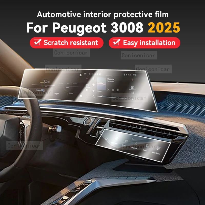 Film de protection pour panneau de voiture PEUGEOT 3008 2025, autocollant de protection pour écran de tableau de bord, Film anti-rayures intérieur, accessoires