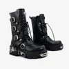 Männer Mode Punk Hip Hop hohe Plateaustiefel Marke Designer Schuhe Cowboy Original Lederstiefel Damen coole lange Motorrad Botas