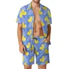 New mens yellow rubber duck 3D printed shirt set short sleeved shirt large beach shortstreetoutfit HawaiianclothingY2K set 2025
