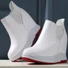 Plus Größe 43 44 45 46 Keile Stiefeletten Frauen Echtes Leder High Heel Plattform Pumpen Runde Kappe Mode Turnschuhe Große Größe Schuhe