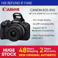 Kit fotocamera mirrorless Canon EOS R50 APS-C con obiettivo RF-S 18-45mm F4.5-6.3 IS STM - Vlog 4K, rilevamento degli occhi AF, ingresso leggero