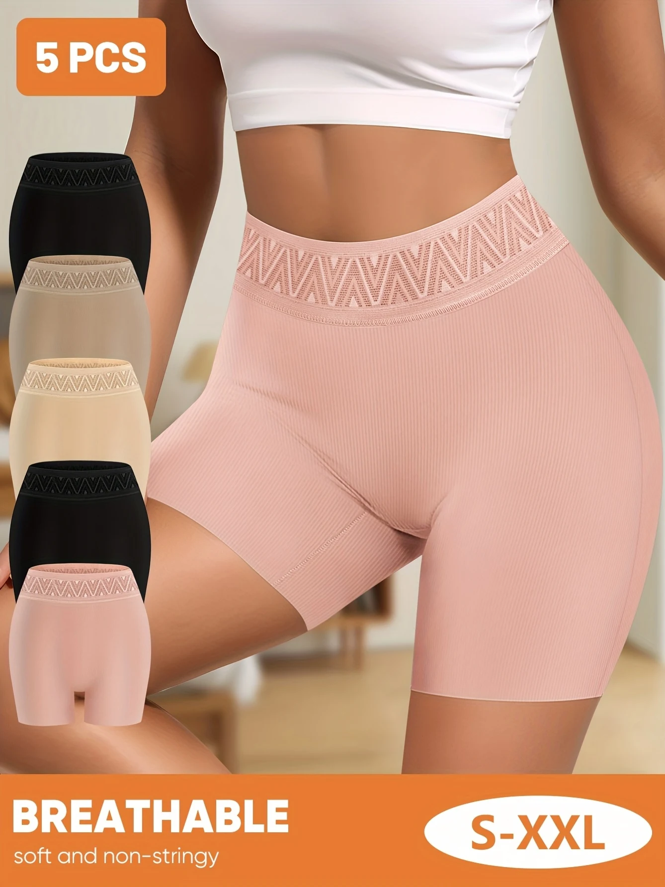 5er-Pack Boyshort-Unterwäsche für Damen mit hoher Taille – atmungsaktive, seidige Eisfaser, Bauchkontrolle und Po-Lifting-Design, 4 Image