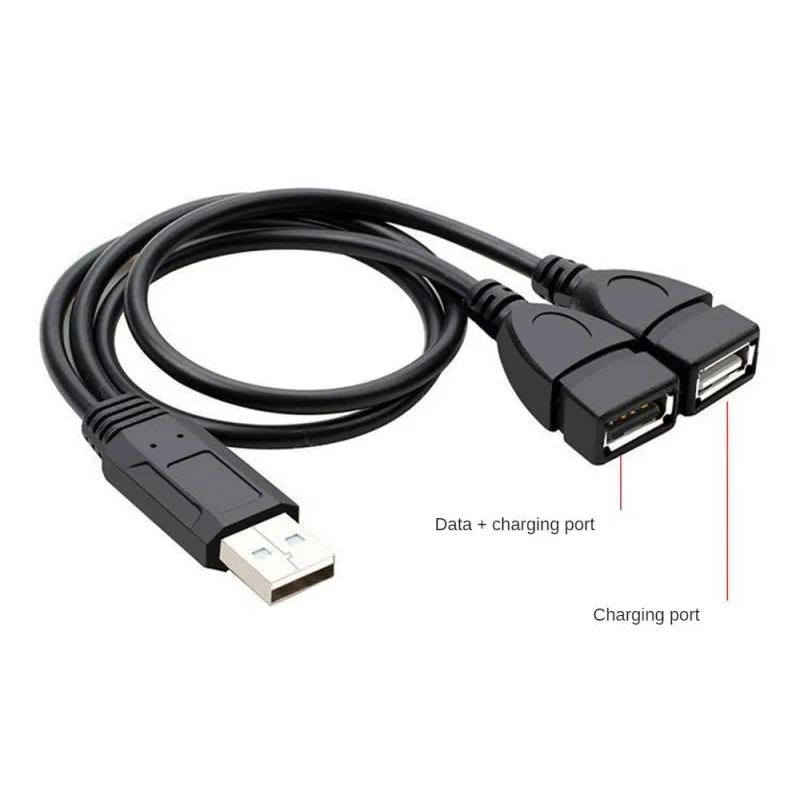 15 cm-30 cm USB 2.0-Verlängerungskabel, USB-Doppel-Splitter-Kabel, USB 1 Stecker auf USB, 2 Buchsen, hochwertiges Verlängerungskabel 1 bis 2 Image