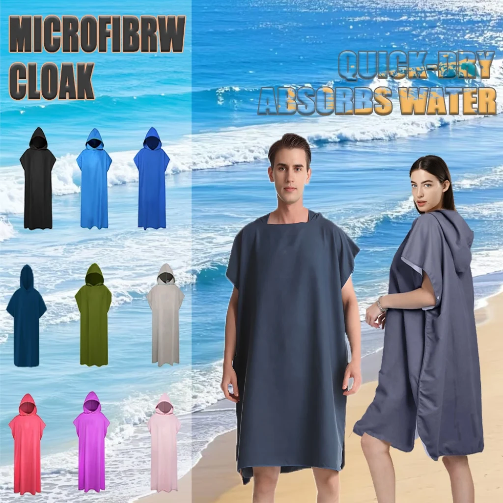 Mikrofaser-Kapuzenhandtuch für Männer und Frauen, Schwimmen, Strand, Reisen, schnell trocknend, Wickelmantel, Umhang, Badetuch, Bademantel, Surf-Poncho, Sauna, Spielen