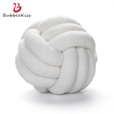 Blase Kuss Verknotet Plüsch Ball Design Runde Werfen Kissen Taille Zurück Wolle Verknotet Kissen Sofa Bett Dekoration Puppen Spielzeug Für kinder Image