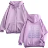 Yet to Come Letter Damen/Herren Reißverschluss Kapuze Lila Goth Paar Hip Hop Street Casual Kpop Hoodie Oversize Grafik Sweatshirt Weiblich