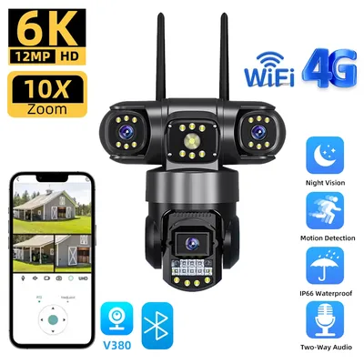 V380 15MP WIFI Sicherheit Kamera Outdoor 6K Triple Objektiv IP Kamera Monitor Nachtsicht Sicherheit Schutz Smart Home RIP detectio