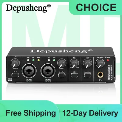 Audio Interface Depusheng MD22 Professional Sound Card with Monitoring Electric Guitar Live Recording For Studio Singing Micro