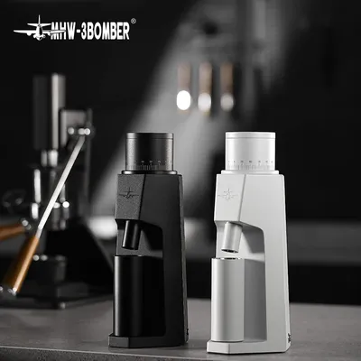 MHW-3BOMBER Electric Coffee Grinder Magnetic Dosing Cup 48mm Point Adjustment Espresso Grinder with Conical Coffee Tools