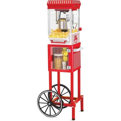 Popcorn Maker Machine - Professional Cart With 2.5 Oz Kettle Makes Up to 10 Cups - Vintage Popcorn Machine Movie Theater Style