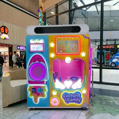 Intelligent Candy Flower Floss Vending Making Machine Robot Business Automatic Cotton Candy Machine with Super Touch Advertising
