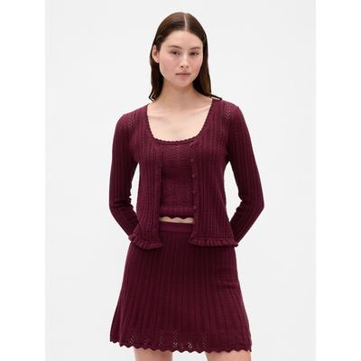 Gap Burgundy Red Pointelle Cardigan