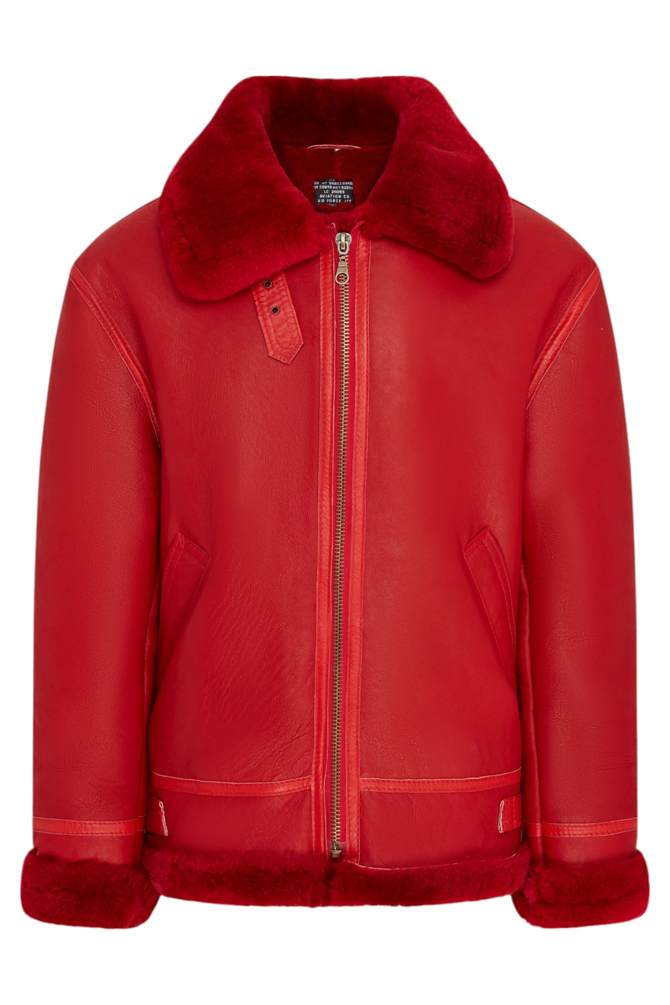 Rote B3 Bomberjacke aus Schaffell für Herren der RAF Aviator - Wyndham Image