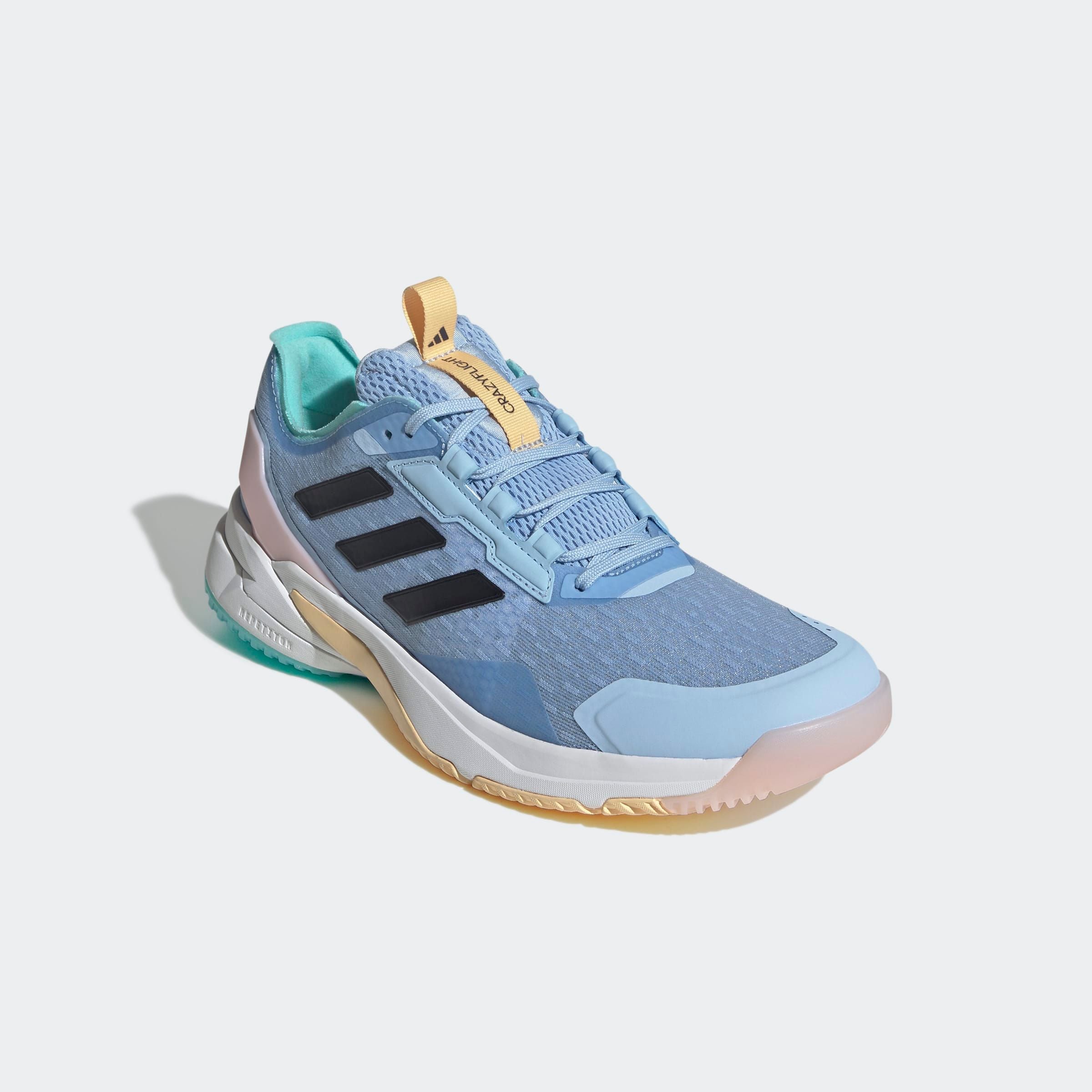Handballschuh ADIDAS PERFORMANCE "CRAZYFLIGHT 6 HALLENSCHUH", Gr. 40, blau (glow blau, shadow navy, flash aqua), Synthetik, Textil, Schuhe, besonders geeignet für Handball und Volleyball