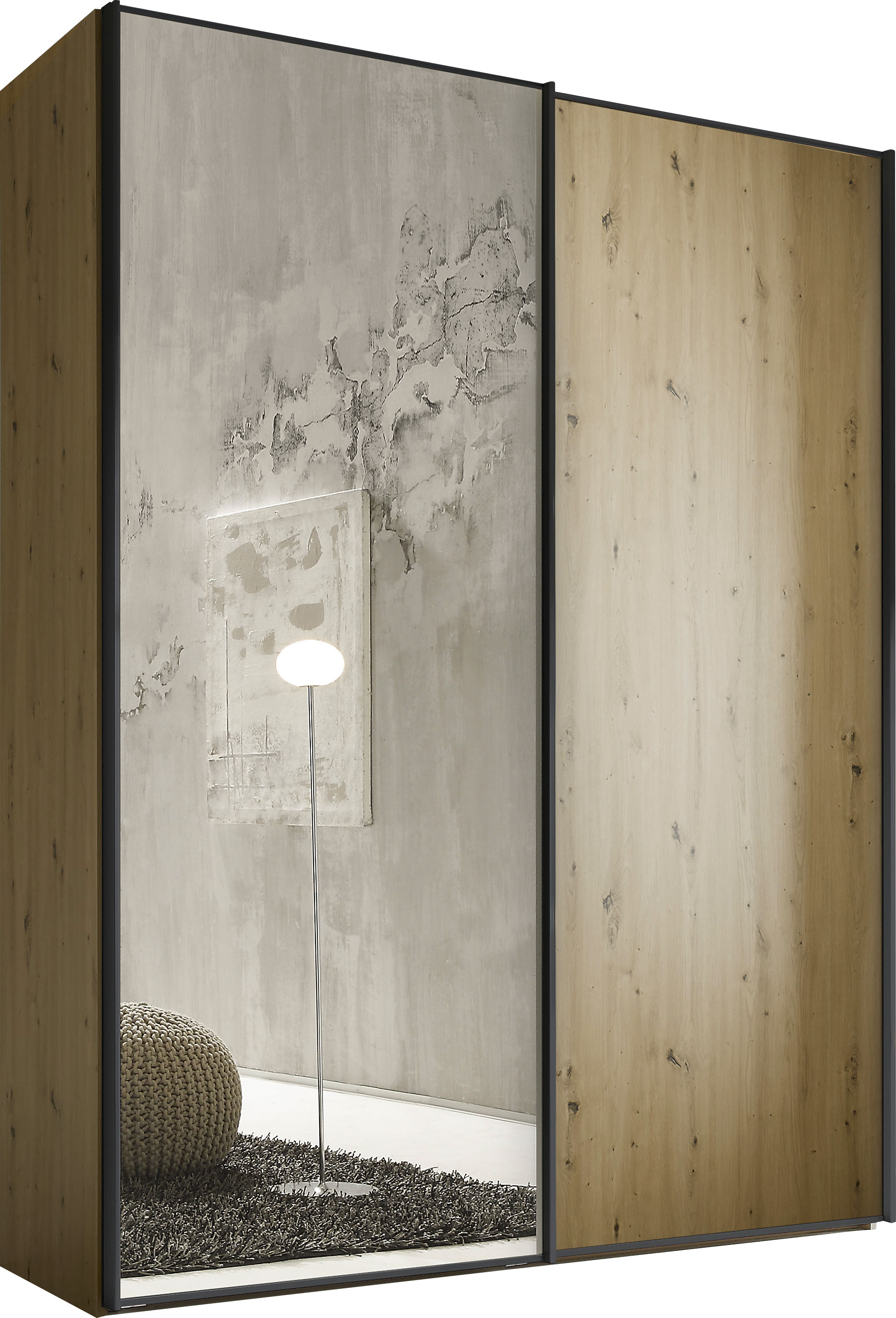 Schwebetürenschrank STAUD "Sinfonie Plus, edles Design in hochwertiger Qualität, Made in Germany", artisan eiche, B:188cm H:222cm T:68cm, Holzwerkstoff, Schränke, Mit Spiegeltüre und vier verschiedenen Ausstattungsvarianten Image