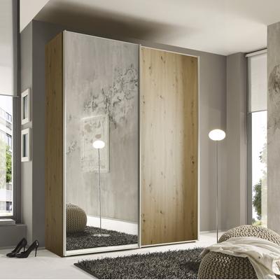 Schwebetürenschrank STAUD "Sinfonie Plus, edles Design in hochwertiger Qualität, Made in Germany", braun (artisan eiche), B:225cm H:222cm T:68cm, Holzwerkstoff, Schränke, Mit Spiegeltüre und vier verschiedenen Ausstattungsvarianten Image
