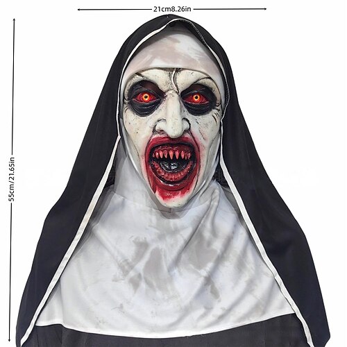 Karneval 2026 Horror Gruselig Geist Karneval Maske Realistische Maske Die Nonne Vollgesicht Erwachsene Herren Damen Unisex Halloween Karneval Party Leistung Einfaches Karnevalskostüm Verkleiden Image
