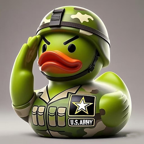 Veteranen-Tribut-Ente, Harz-Entenstatue, Soldat-Militär-Enten-Dekor für Regal oder Schreibtisch, patriotisches Armee-Enten-Ornament, Geschenk für Veteranen oder Sammler Image