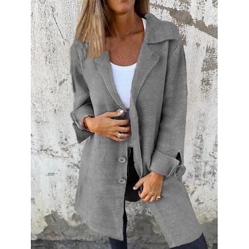 Damen Mantel Bequem Atmungsaktiv Oversize Mode Täglich Einfach Outdoor Lässig Täglich Einreihig Regulär Kragenlos Normale Passform Langarm Oberbekleidung Schwarz Wein Grün Frühling Herbst
