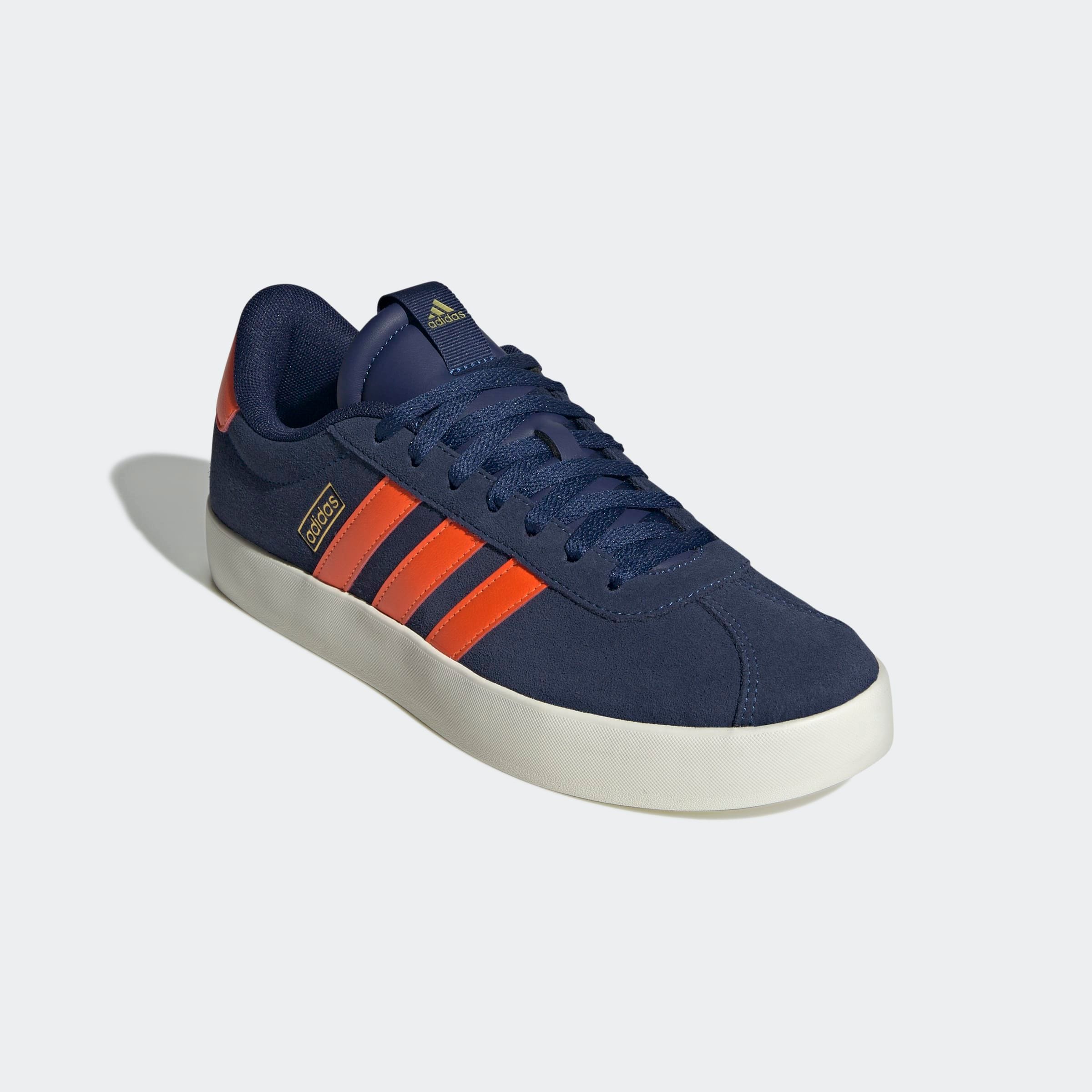 Sneaker ADIDAS SPORTSWEAR "VL COURT 3.0", Herren, Gr. 41, orange (dunkelblau, impact orange, gold metallic), Leder, Synthetik, Schuhe Sneaker, inspiriert vom Design des adidas samba