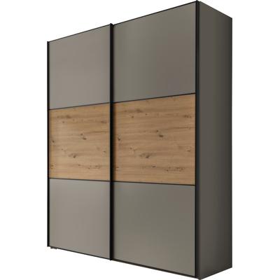 Schwebetürenschrank STAUD "Includo, Made in Germany", blau (dekor saphir, artisan eiche), B:200cm H:222cm T:68cm, Holzwerkstoff, Schränke, Mit vier verschiedenen Ausstattungsvarianten Image