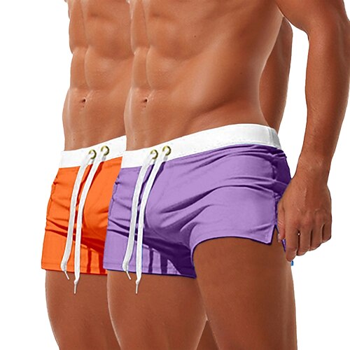 Herren Badehosen Badeshorts Boardshorts Shorts Strandshorts Kordelzug Elastischer Bund Reißverschlusstasche Einfarbig Schnelltrocknend Atmungsaktiv Knielang Lässig Täglich Strand Urlaub Mode 1 2 Image