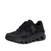 Plateausneaker RIEKER SPORT, Damen, Gr. 43, schwarz (schwarz uni), Textil, Nubuklederimitat, sportlich, Schuhe, Slip-on Sneaker, Halbschuh, Freizeitsneaker mit MemoSoft-Innensohle