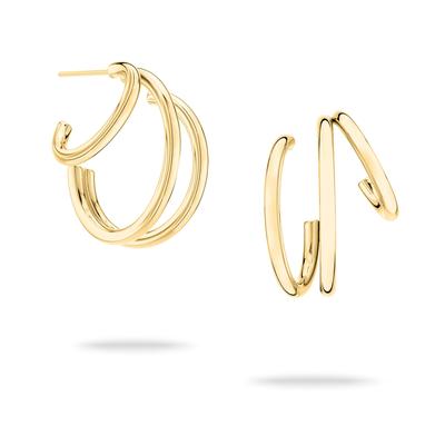 Paar Creolen ECHTZEIT "Schmuck Geschenk Edelstahl Ohrringe Modern Lines", gold (gelbgoldfarben), Ohrringe, Damen, Edelstahl Image
