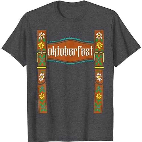 T-shirt Lederhosen Anime 3D Bavarois street style Fête d'Octobre Bavarois Tee-shirt Col rond Graphique pour Homme Femmes Adulte Impression 3D pour Oktoberfest Mascarade Vacances Décontracté Quotidien
