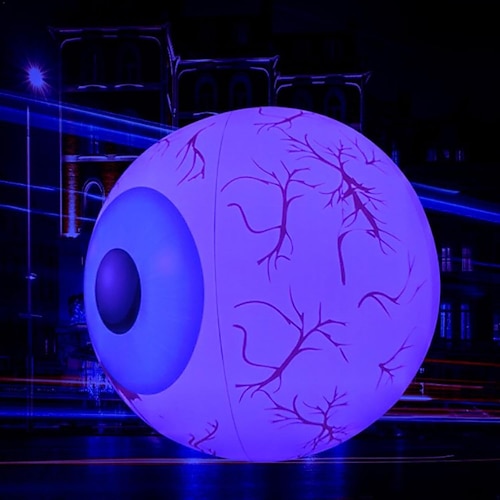 1 Stück Halloween 40/60 cm aufblasbares Luftmodell RGB-Augen-Dekorationslampe für Innen- und Außenbereiche im Innenhof, Gartenparty, Horror und seltsame Atmosphäre, Dekorationslichter Image